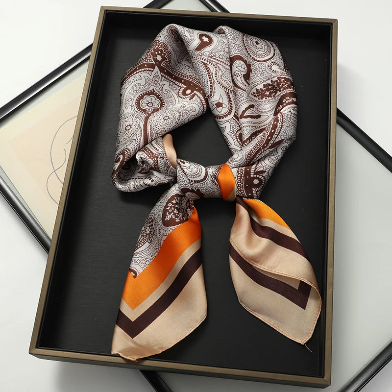 lenço quadrado de seda feminino pescoço laço de cabelo banda praia hijab lenço cabeça