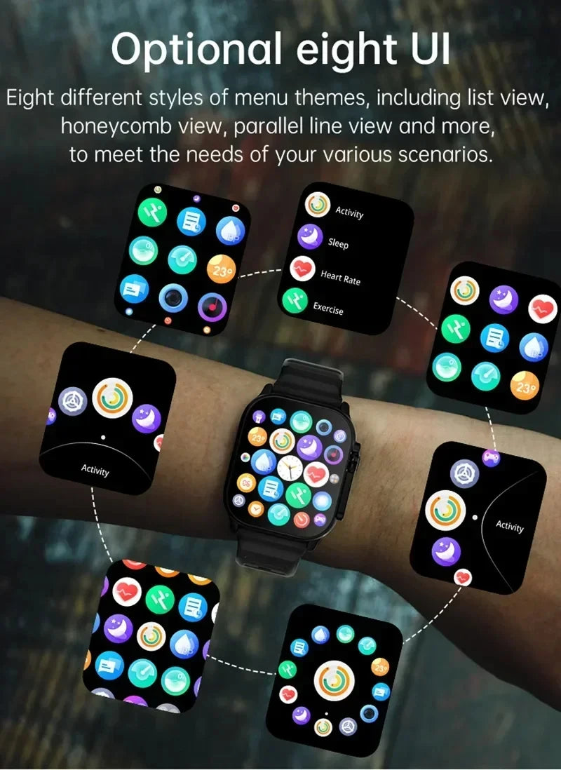 LAXASFIT Smartwatch Bluetooth Talk Smartwatch Aviso de mensagem Monitor de frequência cardíaca Relógio esportivo para Android IOS Homens Mulheres