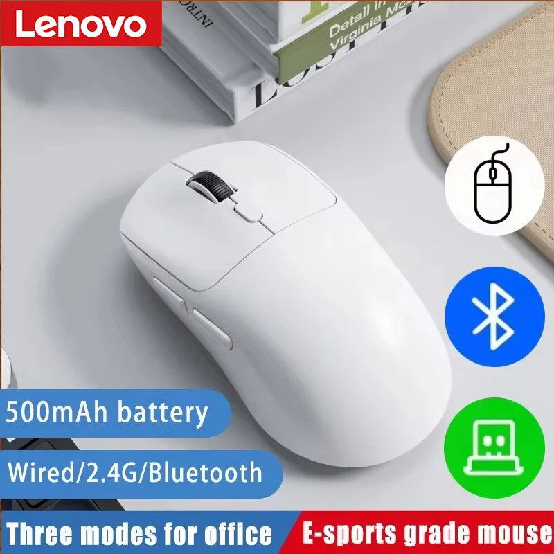 Mouse Lenovo Bluetooth 2.4G Sem Fio Três Modos Recarregável Ergonômico