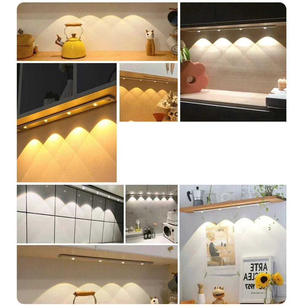 Armário led luz noturna sensor de movimento sem fio ultra fino sob a lâmpada do armário para cozinha quarto guarda-roupa iluminação interior