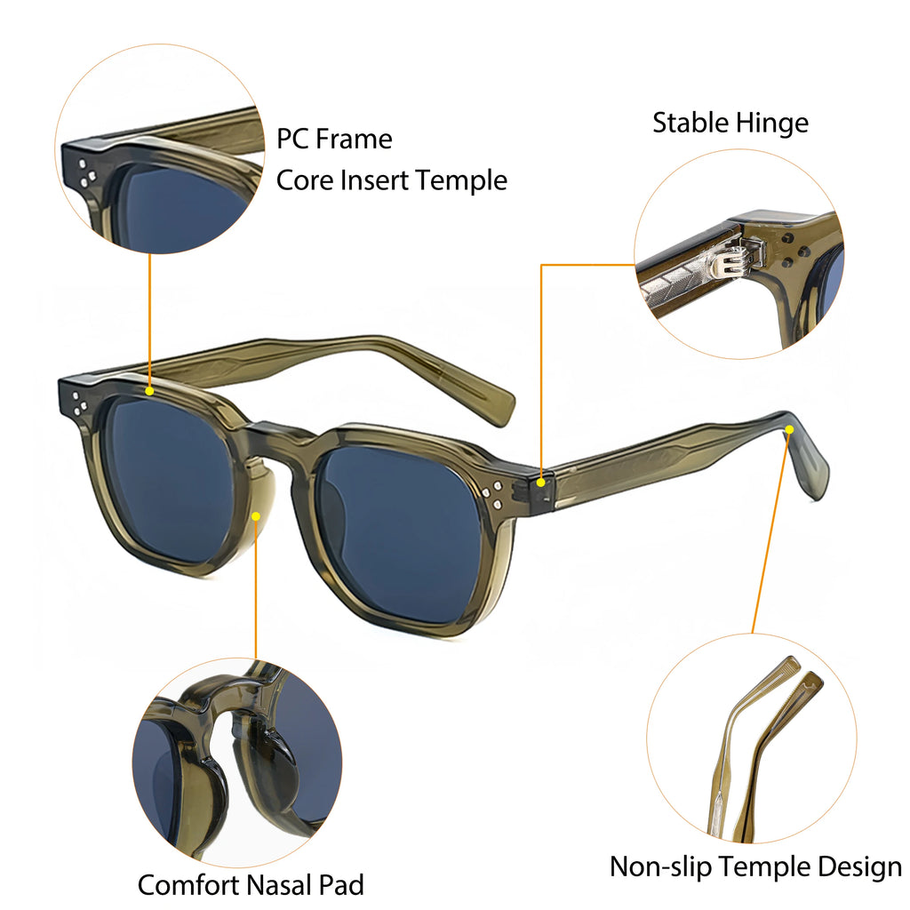 Óculos de Sol CATERSIDE Fashion Masculinos com Armação Pequena Quadrada