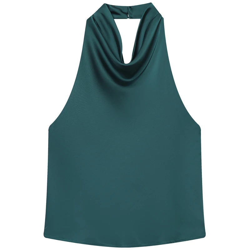 Top feminino halter cetim feminino