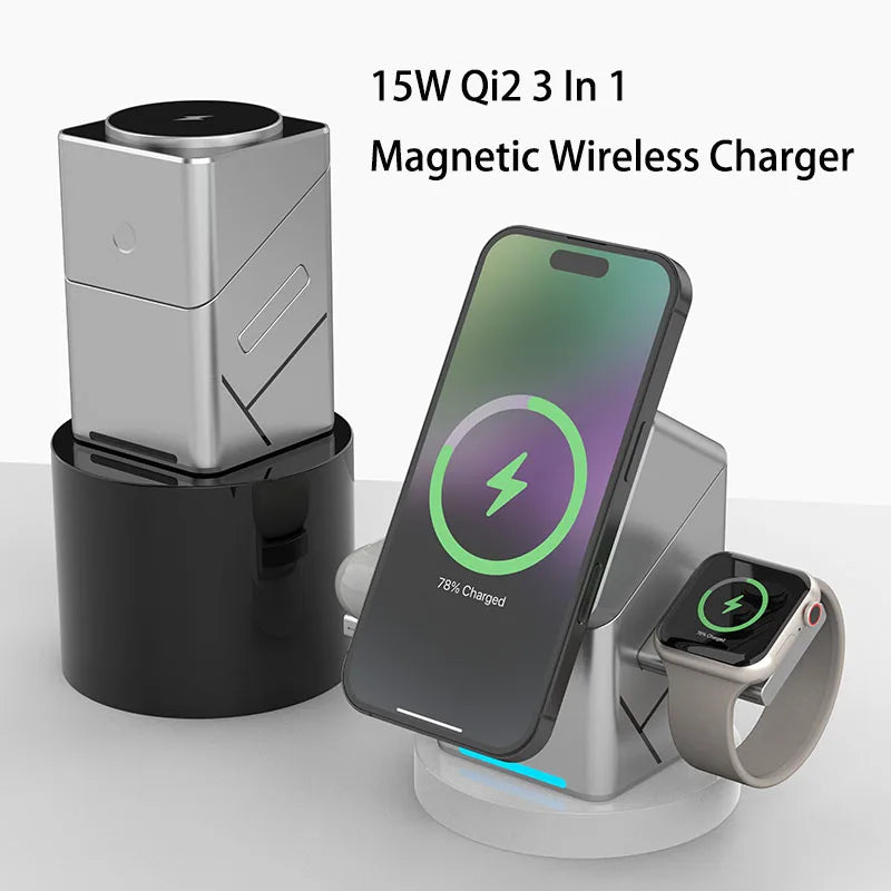 Base rotativa magnético, carregador sem fio para iphone 12-17 max & samsung galaxy base de carregamento rápido
