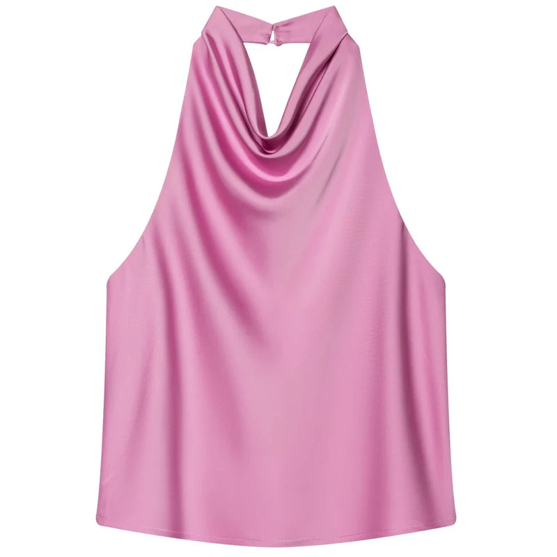 Top feminino halter cetim feminino