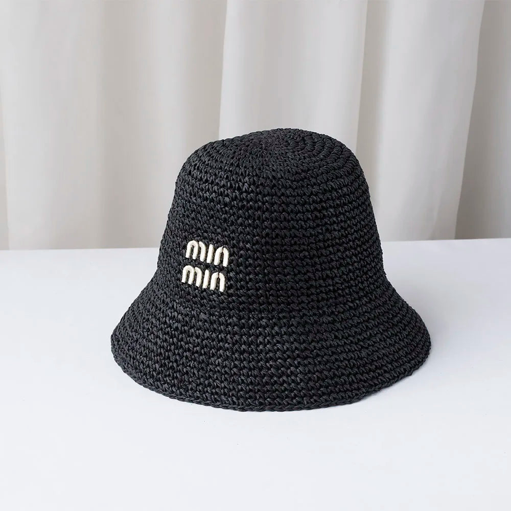 chapeu bordado de sol com aba MIU MIU