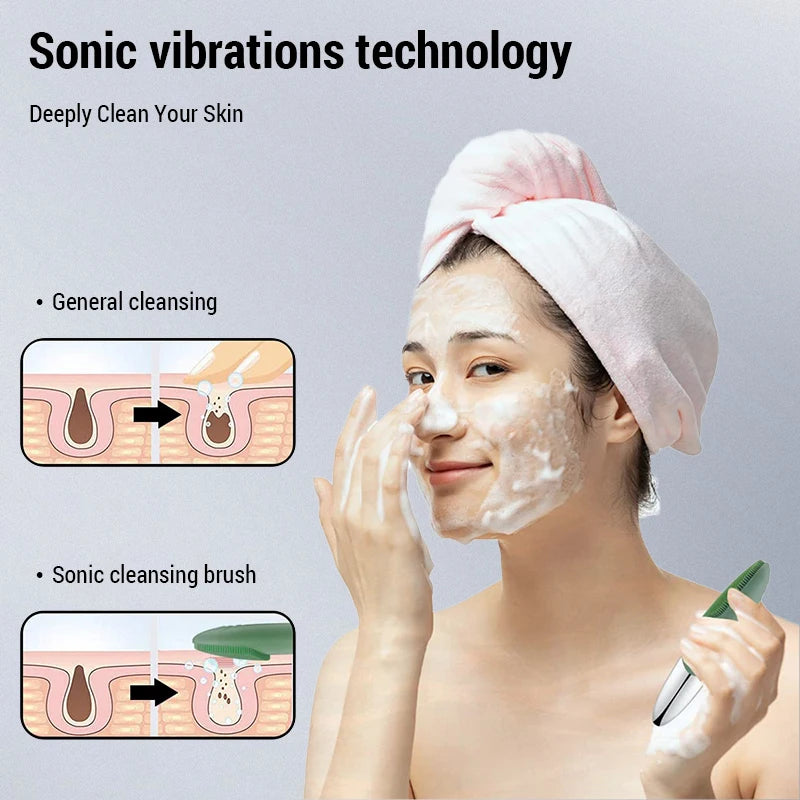Escova elétrica de limpeza facial, silicone ipx7, à prova d'água