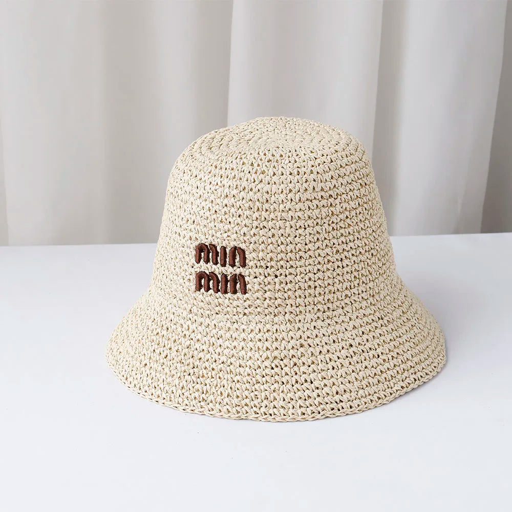 chapeu bordado de sol com aba MIU MIU