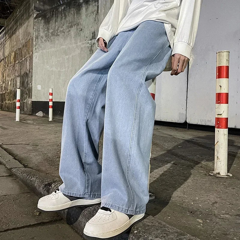 streetwear solto jeans masculino reta calças