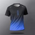 Novo verão respirável e confortável em torno do pescoço camiseta com padrão impresso carta para corrida ao ar livre, topo casual e seco