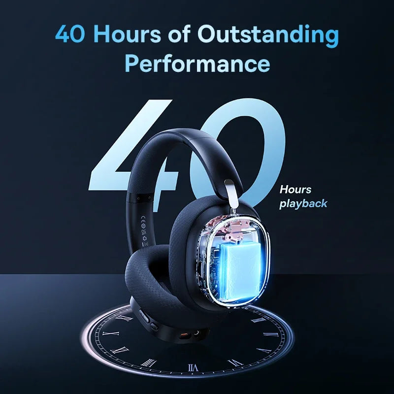 Baseus GH02 Gaming Wireless Headphone com microfone Over-Ear Fones de ouvido Bluetooth 5.3 40mm Driver 2.4G/Wireless/Cable RGB Fones de ouvido