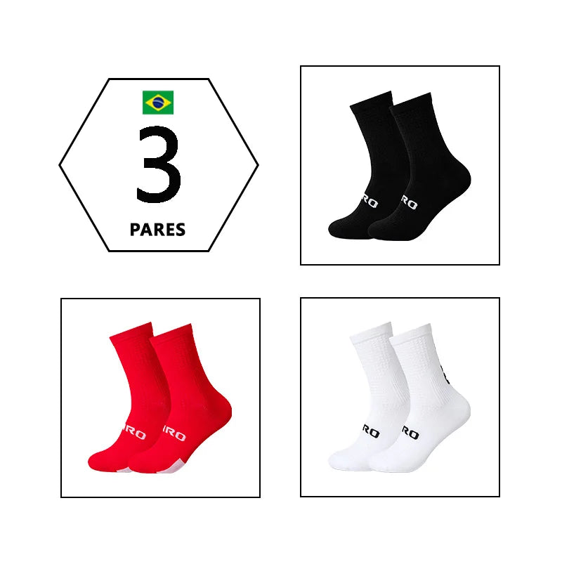 3 Pares Meias de ciclismo respiráveis Meia de yoga antiderrapante
