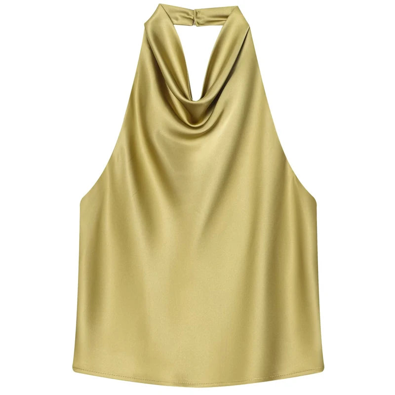 Top feminino halter cetim feminino