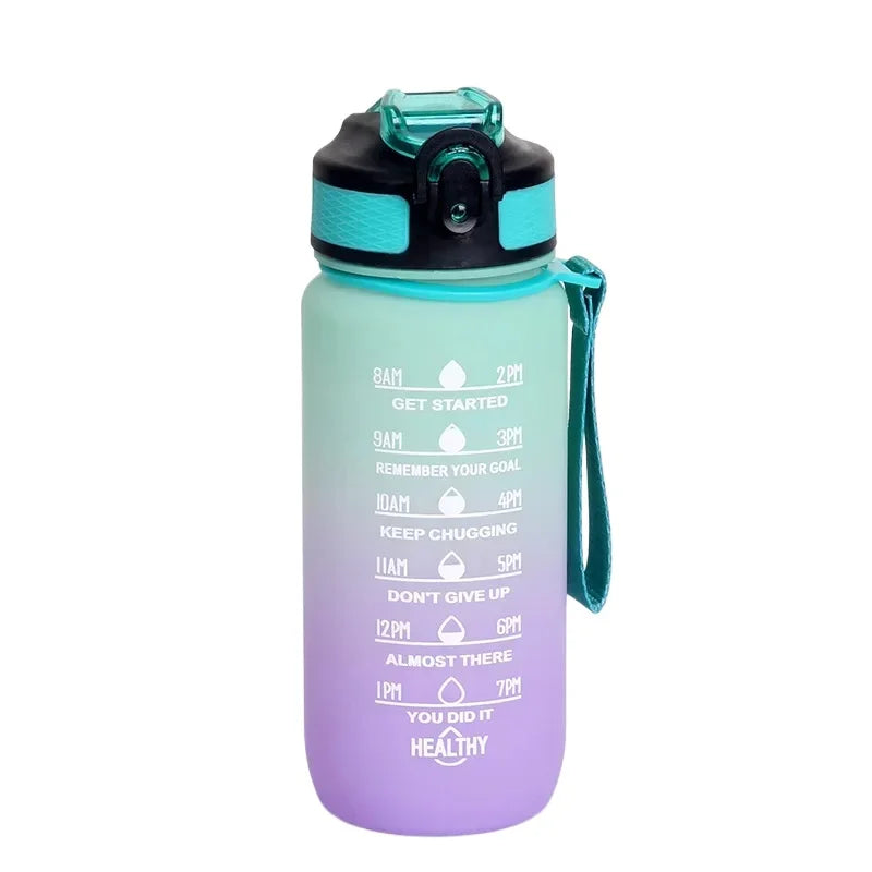 Garrafa de Água Motivacional 600ml, Garrafa Esportiva à Prova de Vazamentos