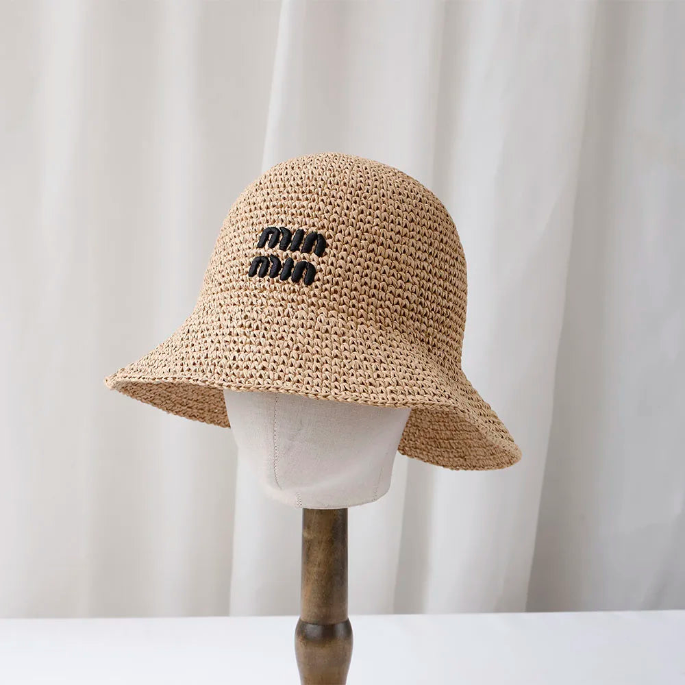 chapeu bordado de sol com aba MIU MIU