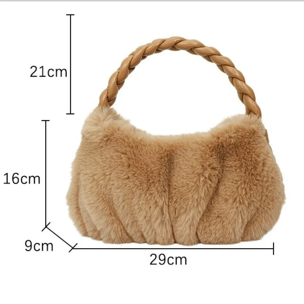 Bolsa de ombro elegante de pelúcia macia