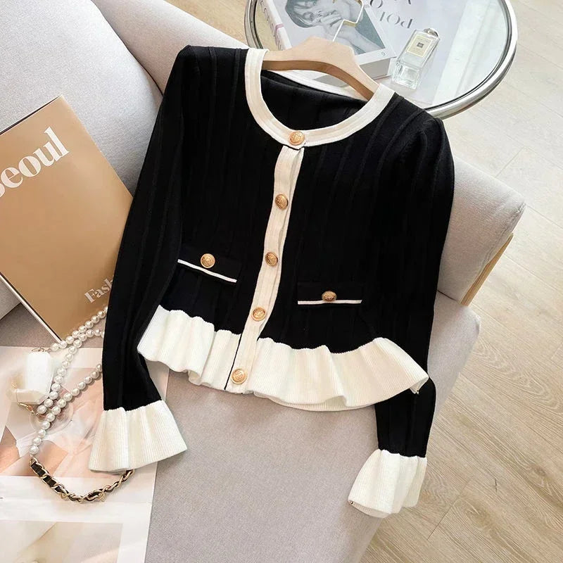 cardigan femininas o pescoço manga alargamento túnica sueter vintage