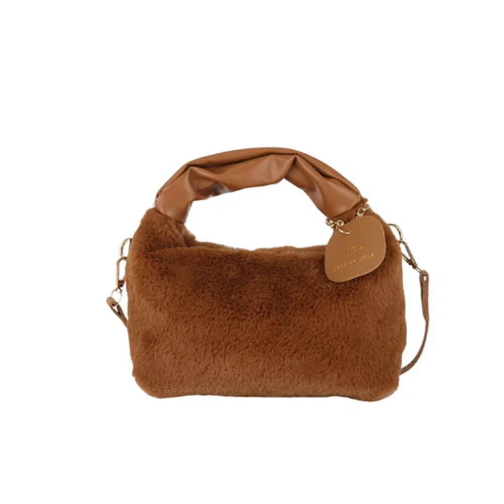 Bolsa crossbody feminina de pelúcia de inverno