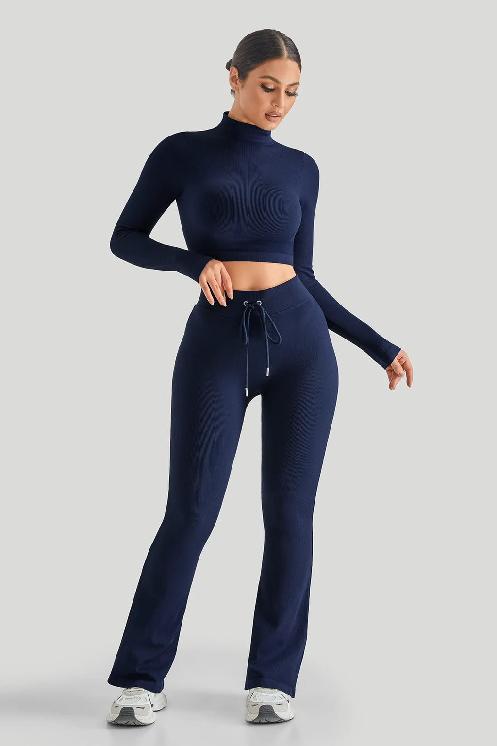Conjunto de treino Canelado de 2 Peças Feminino Agasalho Fitness