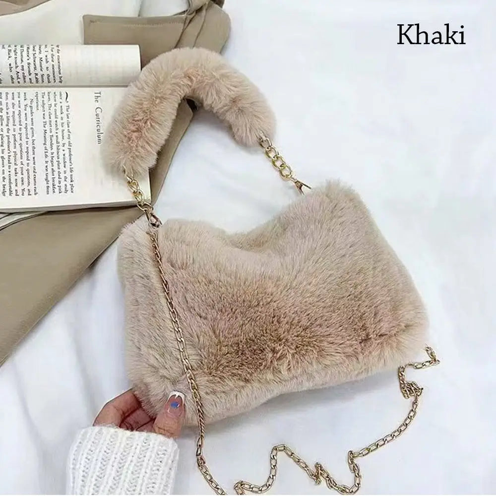Bolsa ombro feminino inverno corrente axilas de pelúcia