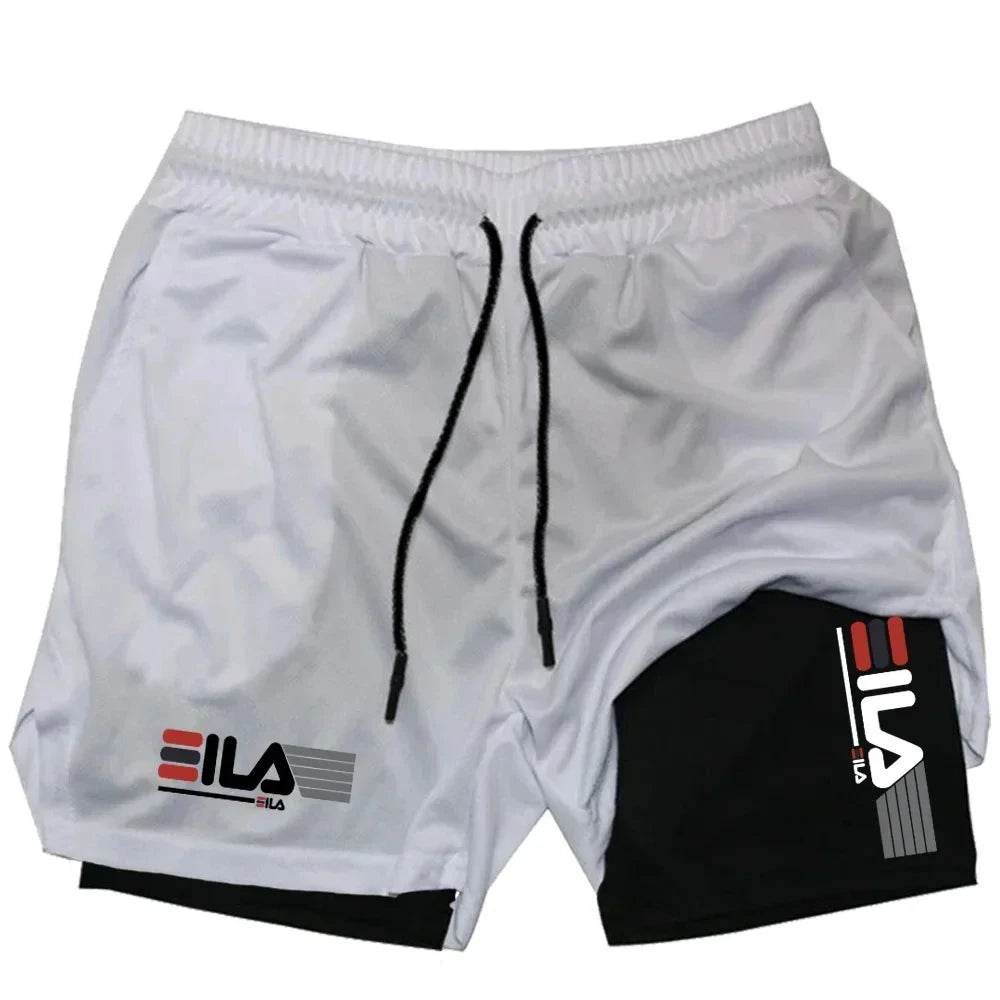 Calções Esportivos Dois-em-Um Masculino, Respirável, Casual, Secagem Rápida, Dupla Camada, Corrida, Bottoms de Roupa Esportiva, Verão, M-3XL