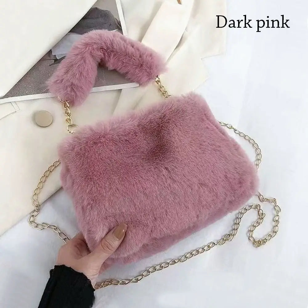Bolsa ombro feminino inverno corrente axilas de pelúcia