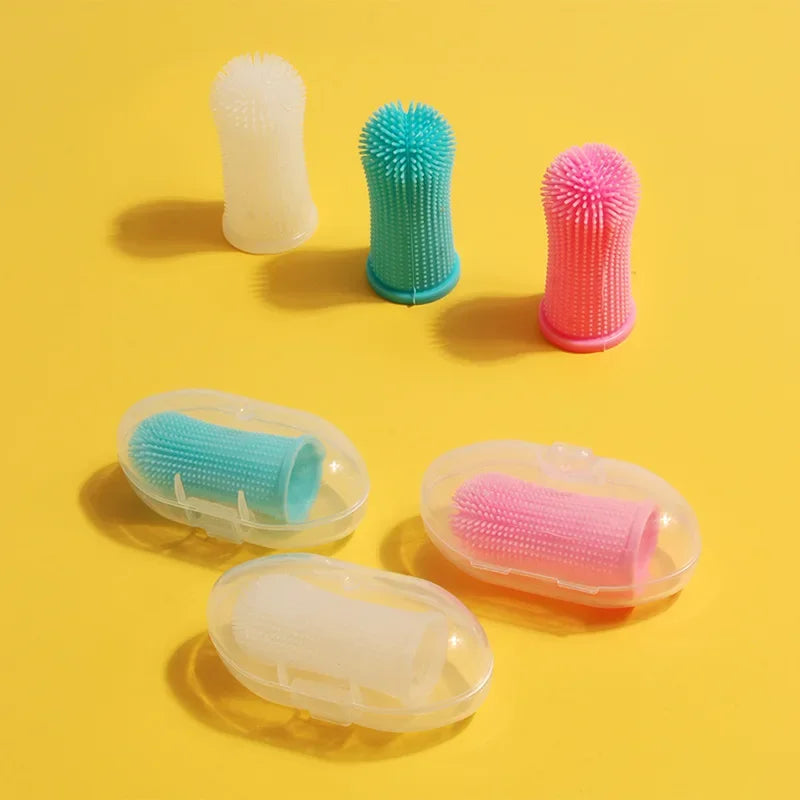 Cão super macio pet dedo escova de dentes limpeza respiração cuidados não tóxico silicone escova de dentes gato cão escova de dentes produtos para animais de estimação