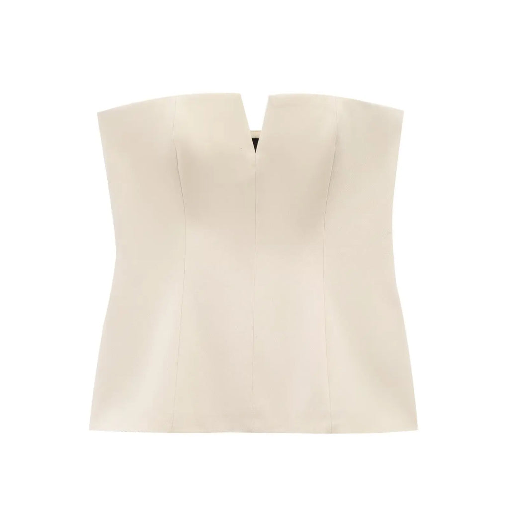 Top Corset Elegante Sem Alças para Mulheres com Decote em V Frontal