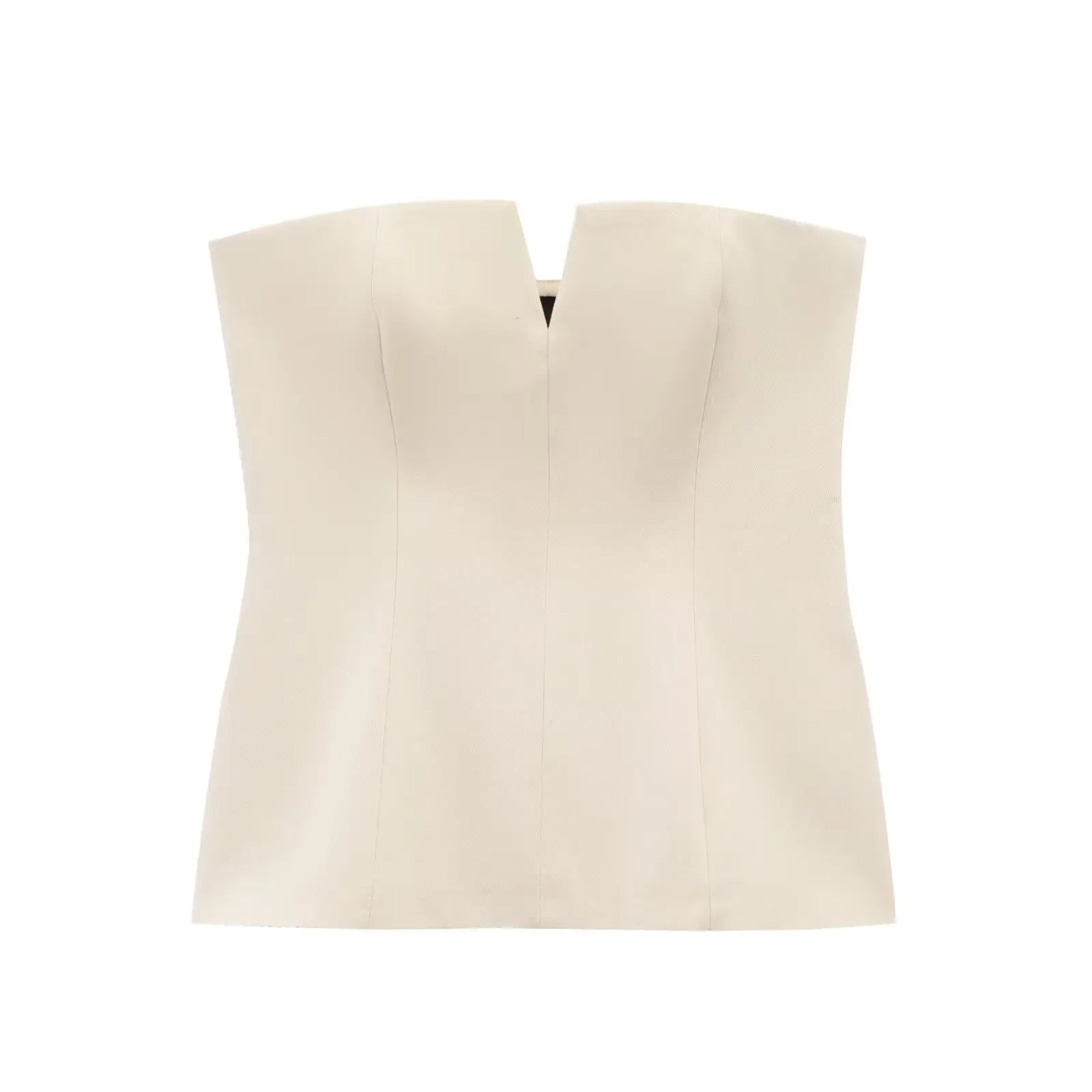 Top Corset Elegante Sem Alças para Mulheres com Decote em V Frontal