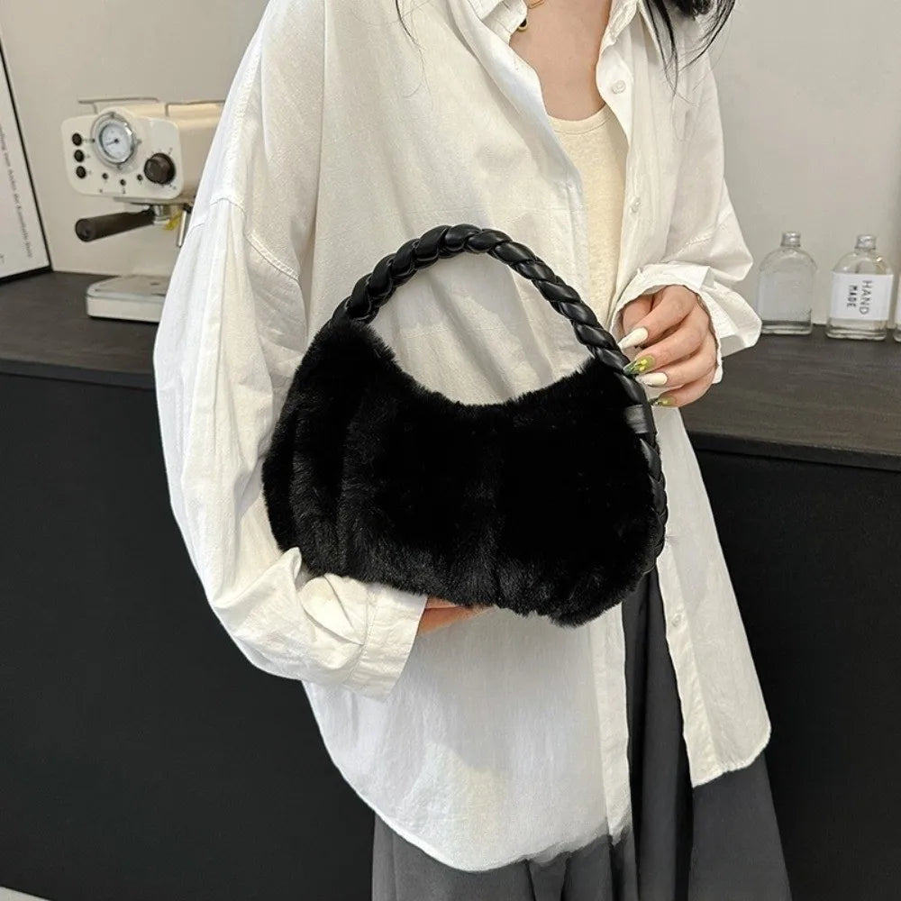 Bolsa de ombro elegante de pelúcia macia