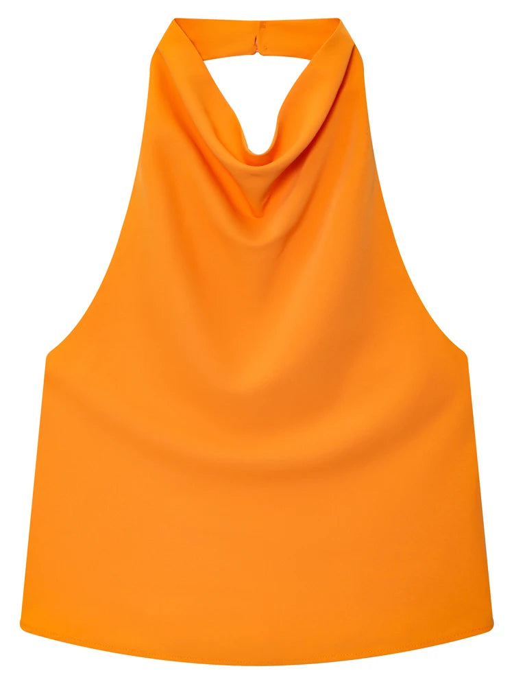 Top feminino halter cetim feminino