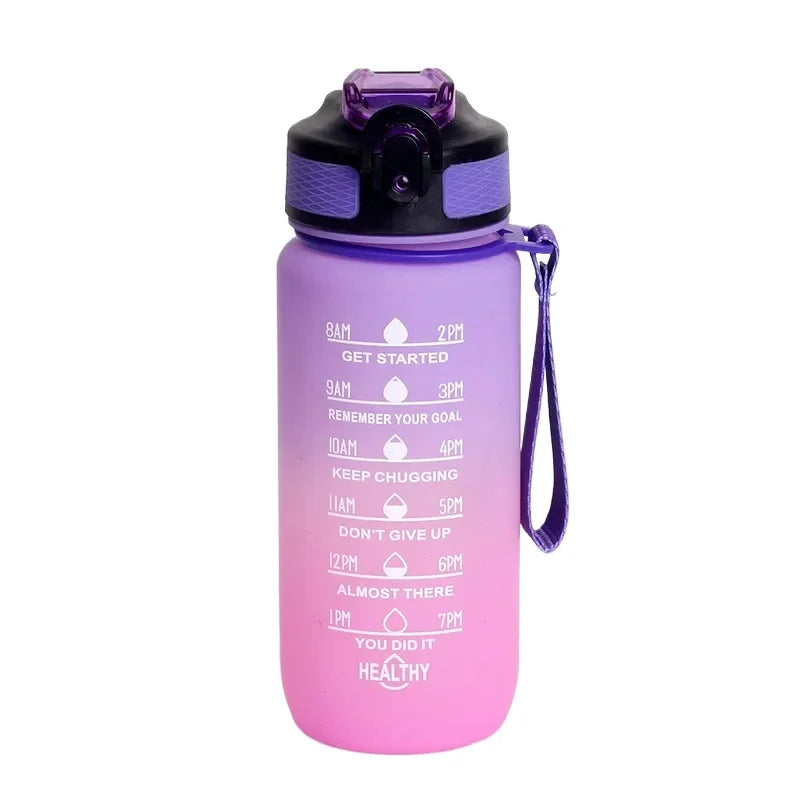Garrafa de Água Motivacional 600ml, Garrafa Esportiva à Prova de Vazamentos