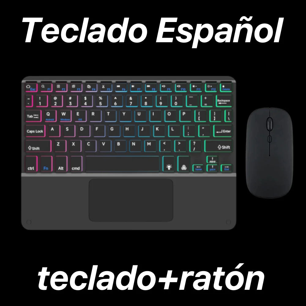 Teclado retroiluminado bluetooth com touchpad para sistema iOS Android Windows