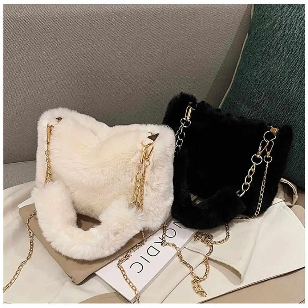 Bolsa ombro feminino inverno corrente axilas de pelúcia