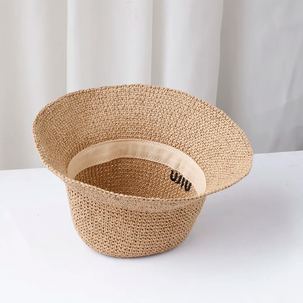 chapeu bordado de sol com aba MIU MIU