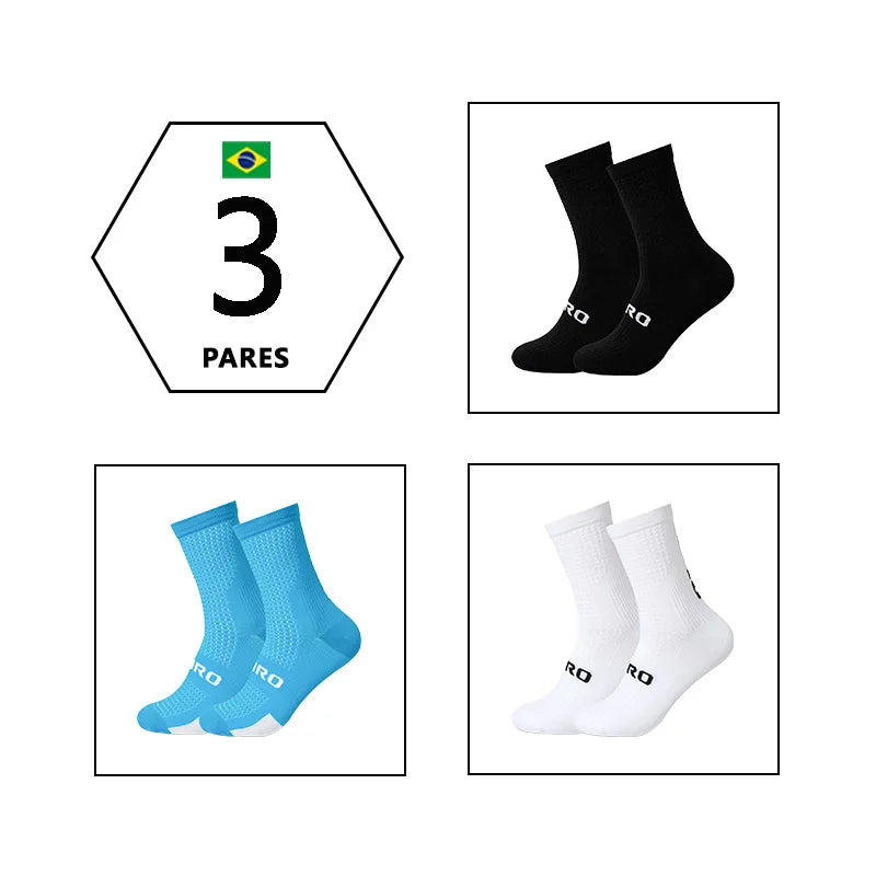 3 Pares Meias de ciclismo respiráveis Meia de yoga antiderrapante