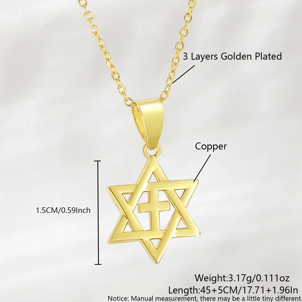 Colar simples estrela de david hexagrama pingente colares zircão cúbico ouro/prata