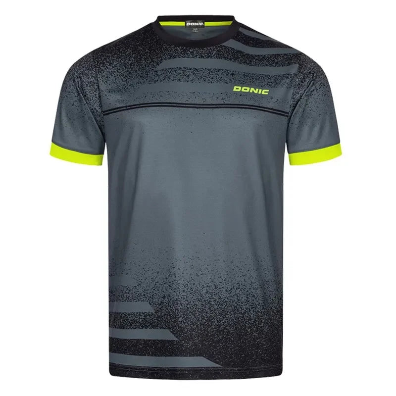 Camiseta masculina de tênis de mesa padrão subcorrente verão ventilar badminton camiseta tênis de mesa manga curta secagem rápida topos