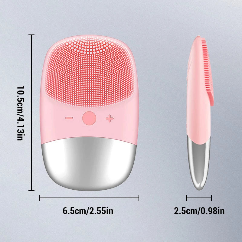 Escova elétrica de limpeza facial, silicone ipx7, à prova d'água
