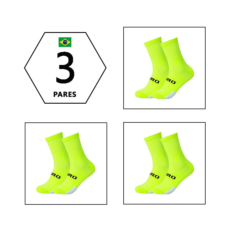 3 Pares Meias de ciclismo respiráveis Meia de yoga antiderrapante