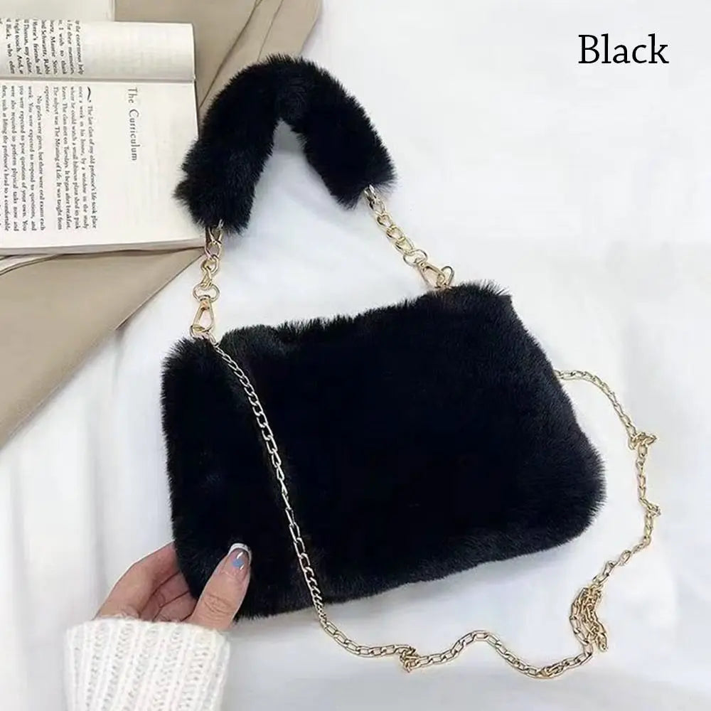 Bolsa ombro feminino inverno corrente axilas de pelúcia