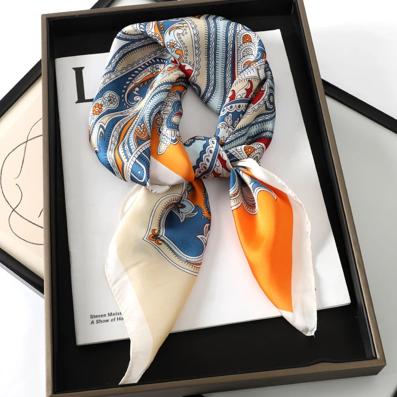 lenço quadrado de seda feminino pescoço laço de cabelo banda praia hijab lenço cabeça