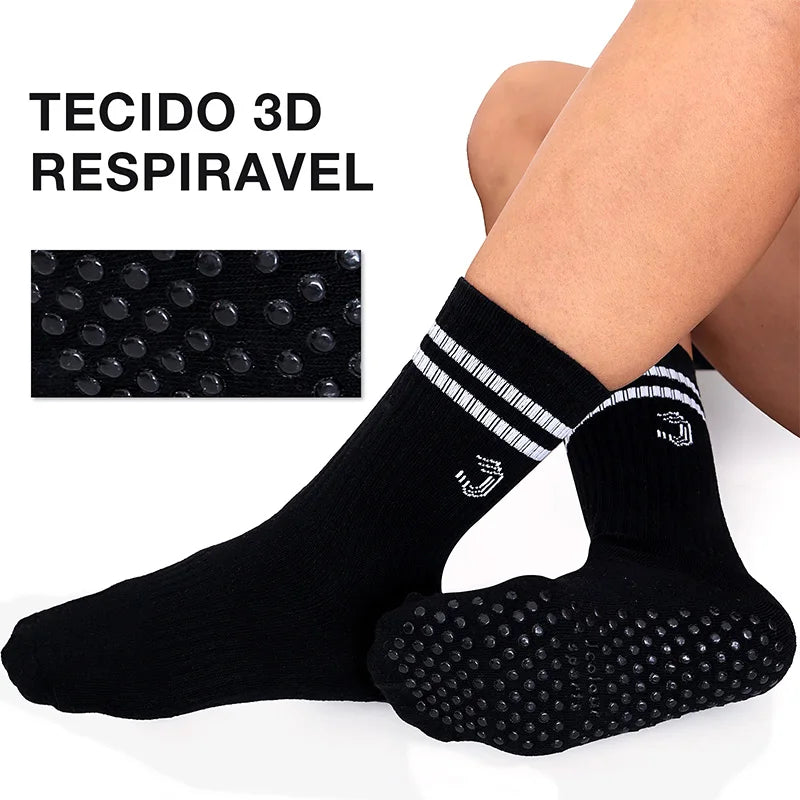 Meias esportivas de algodão antiderrapantes