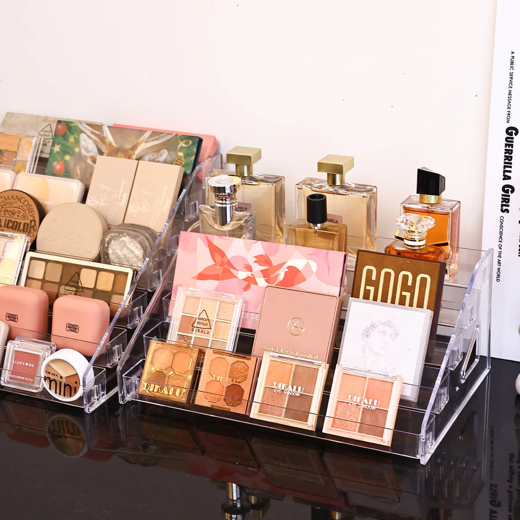 pisou acrílico multi-camada prateleira de exibição de cosméticos