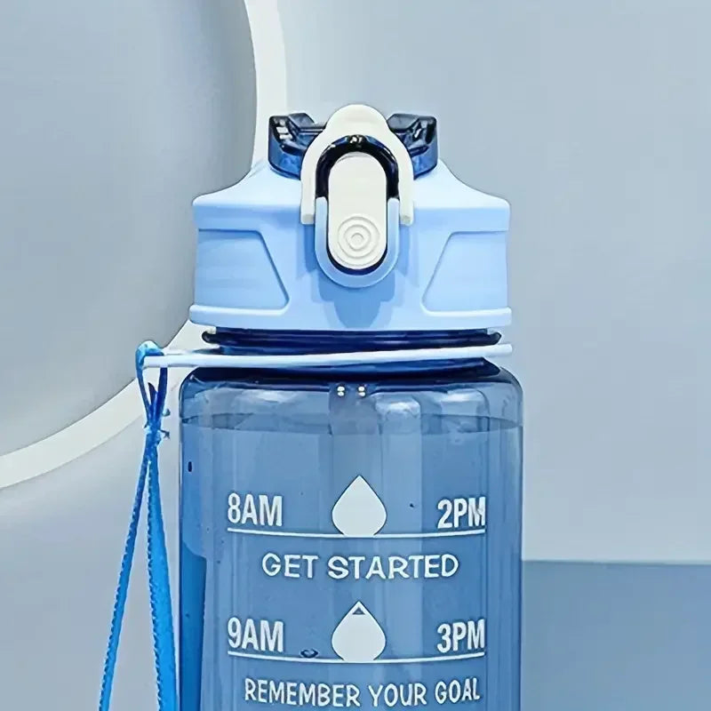 Garrafa de água esportiva motivacional com canudo, 750ml