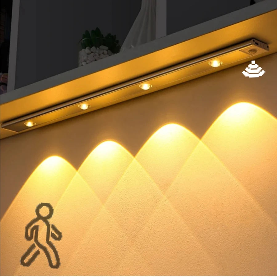Armário led luz noturna sensor de movimento sem fio ultra fino sob a lâmpada do armário para cozinha quarto guarda-roupa iluminação interior