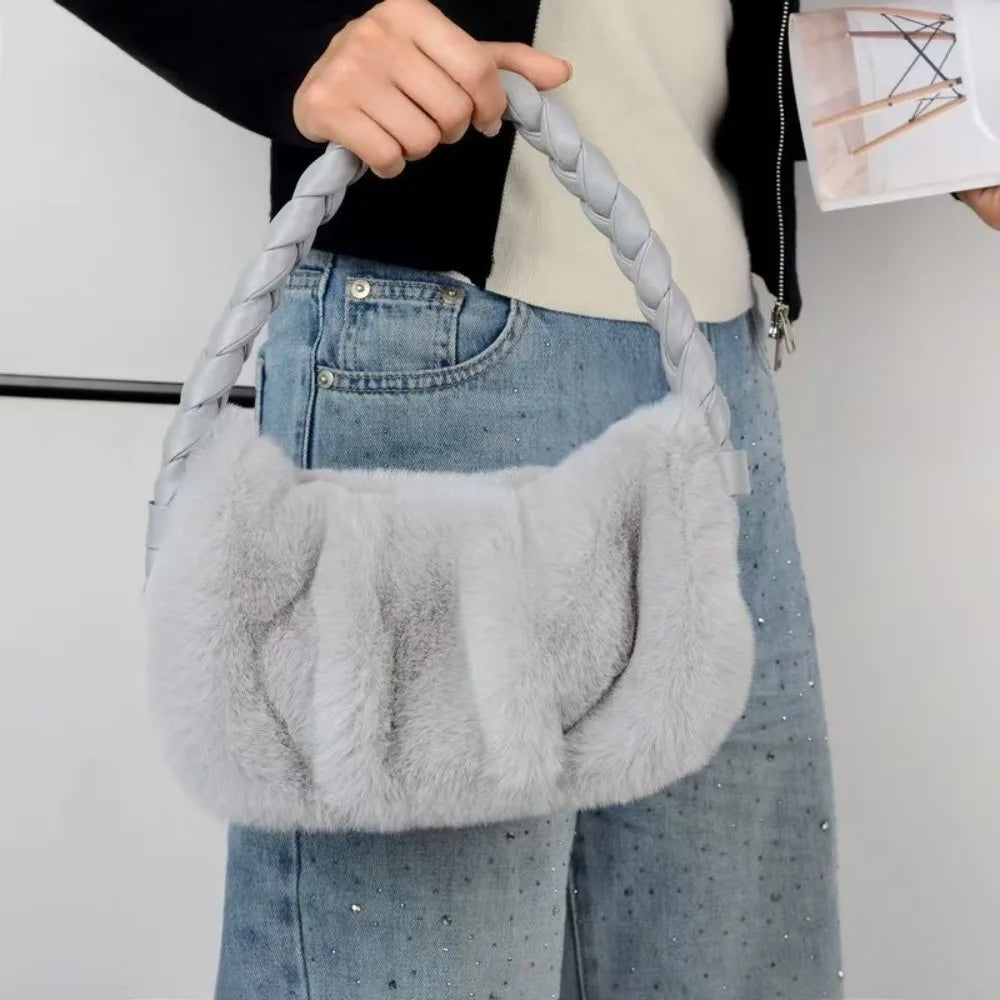 Bolsa de ombro elegante de pelúcia macia