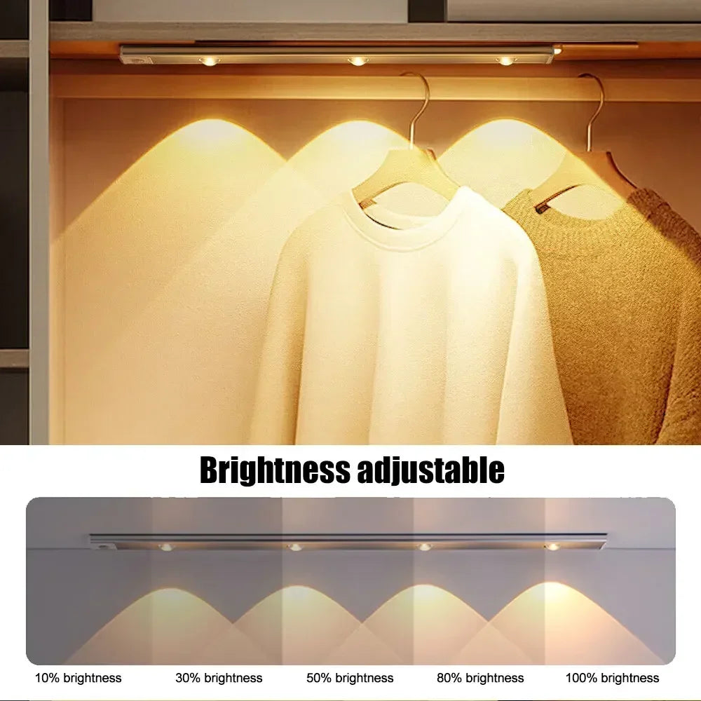 Armário led luz noturna sensor de movimento sem fio ultra fino sob a lâmpada do armário para cozinha quarto guarda-roupa iluminação interior