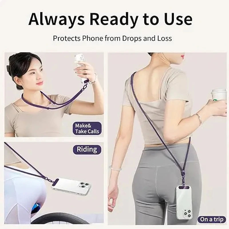 Cordão universal para telefone, colar crossbody, alça ajustável para iphone