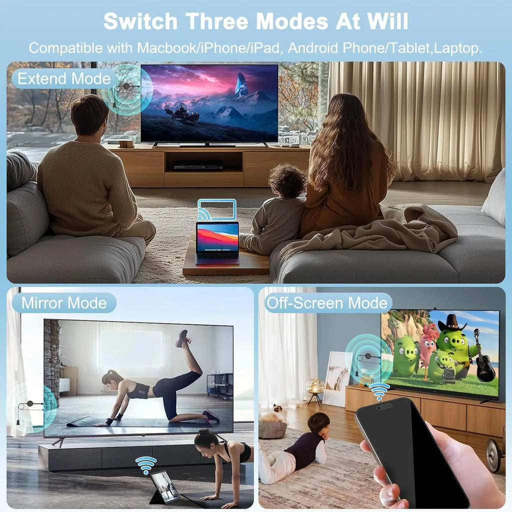 Dongle HDMI sem fio 4K 5G, extensor de espelhamento, transmite vídeo e áudio de iOS, Android, Windows e Mac para TV ou projetor, com suporte a Airplay.