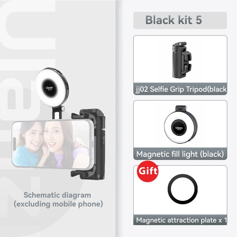 LUZ Selfie para Celular Bi-color LED Magnético Mini Anel Lâmpada Foto